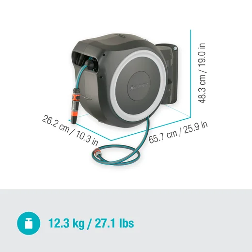 Dévidoir automatique mural RollUp L 30 m - GARDENA (Blanc)