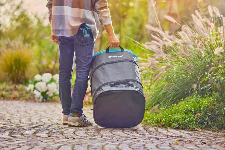 Faltbarer Gartenbehälter zum ergonomischen Einsammeln von Abfällen bis zu 127 l