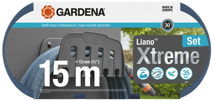 Tekstilna cev Liano™ Xtreme 15 m set, s stenskim nosilcem za cev Tekstilna cev Liano™ Xtreme 15 m set, s stenskim nosilcem za cev
