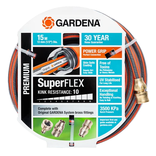 Premium SuperFLEX Hose 13 mm (1/2") 15 m Brass Set