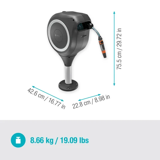 Terrassen-Schlauchbox RollUp M, 20 m Schlauch, weiß