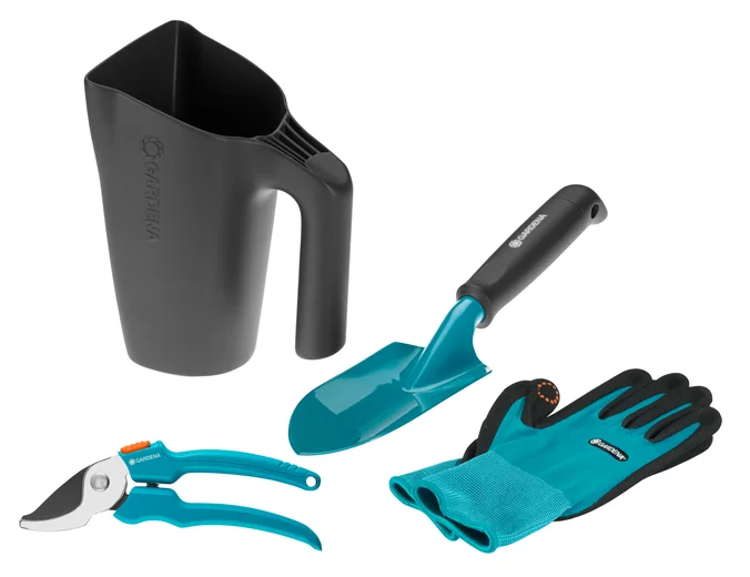 Set base da giardino Kit Attrezzi, Set Attrezzi Giardino, Annaffiatoio, Trapiantatore, Forbici per Potare, Guanti