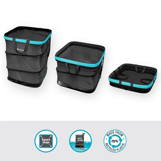 Faltbarer Gartenbehälter zum ergonomischen Einsammeln von Abfällen bis zu 127 l
