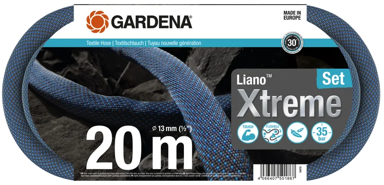 Текстильний шланг Liano™ Xtreme 13 мм (1/2"), 20 м, набір