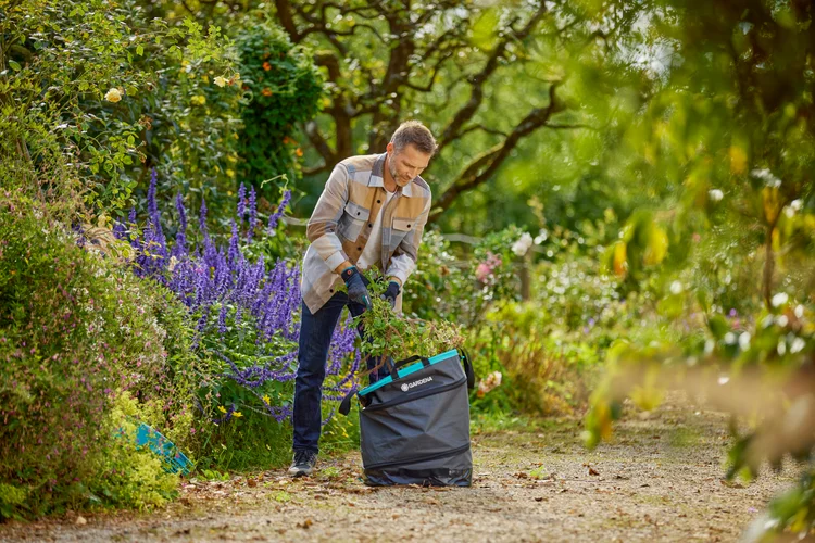 Faltbarer Gartenbehälter zum ergonomischen Einsammeln von Abfällen bis zu 127 l
