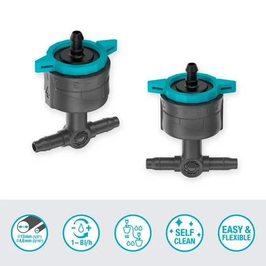 Goutteur en ligne réglable et régulateur de pression 1 - 8 l/h