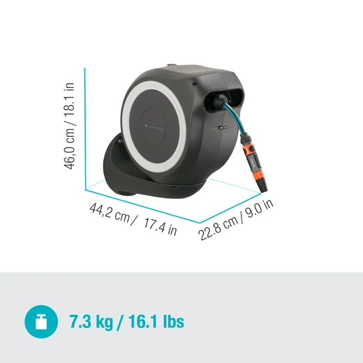 Dévidoir automatique mural RollUp S 15 m - GARDENA (Blanc)