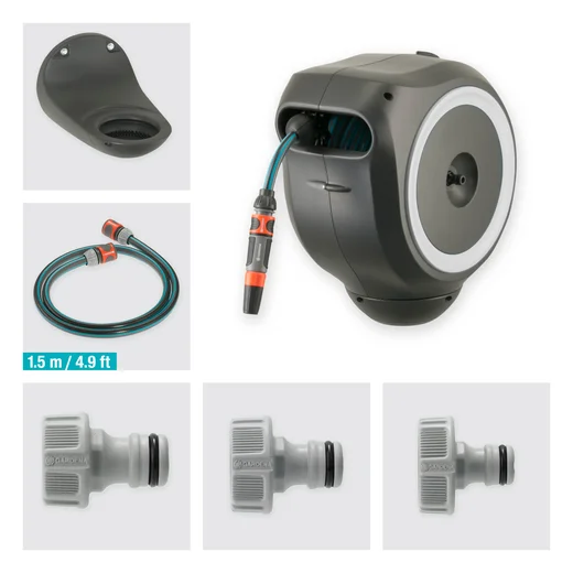 Dévidoir automatique mural RollUp S 15 m - GARDENA (Blanc)