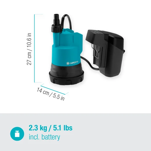 Pompe immergée pour eaux claires sur batterie 2000/2 18V P4A Kit prêt à l'emploi