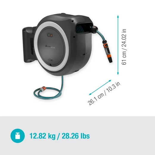 Dévidoir automatique mural sur batterie PowerRoll XXL, tuyau de 40- Kit prêt à l'emploi