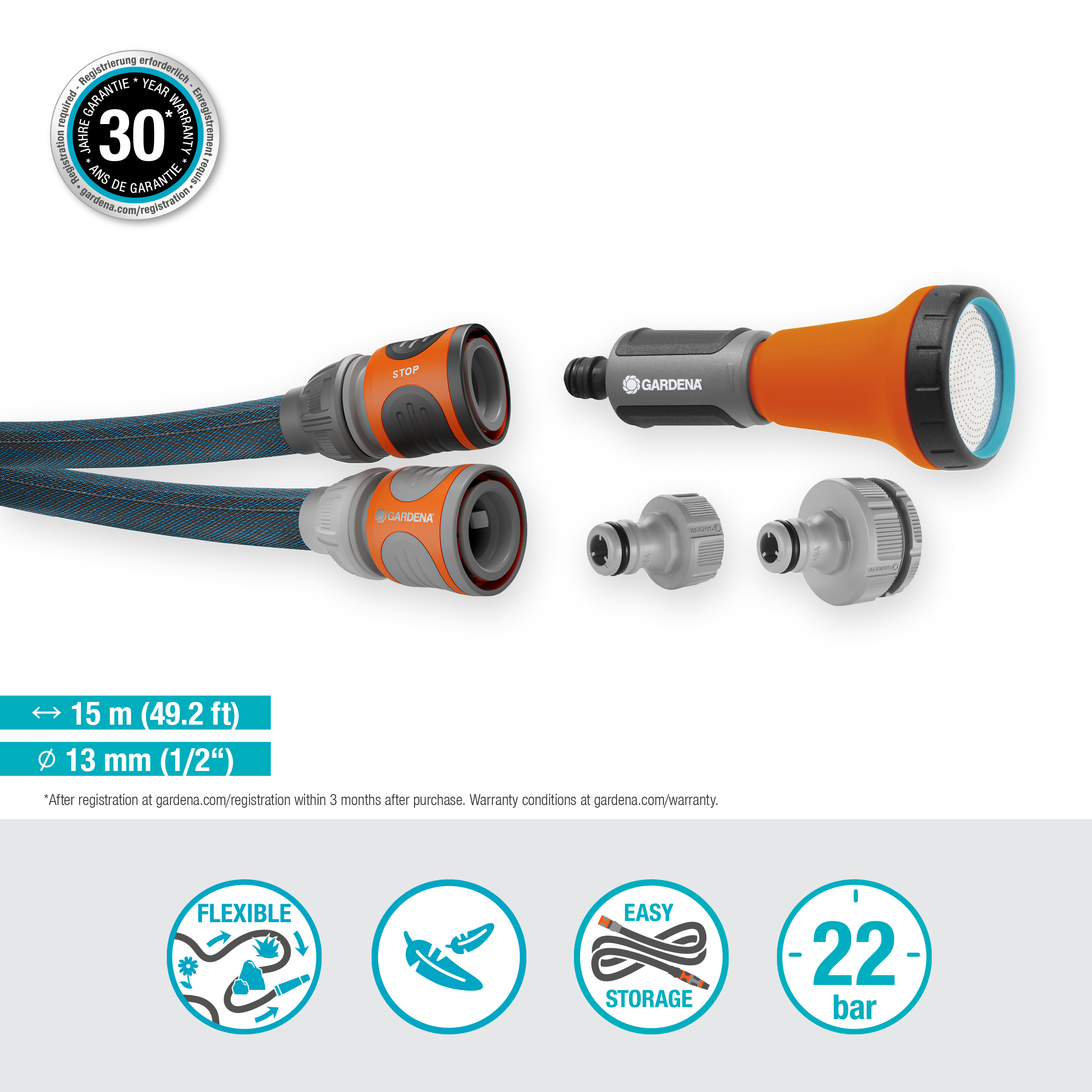 Textile Hose Liano&trade; Xtreme 13 mm (1/2"), 15 m Set