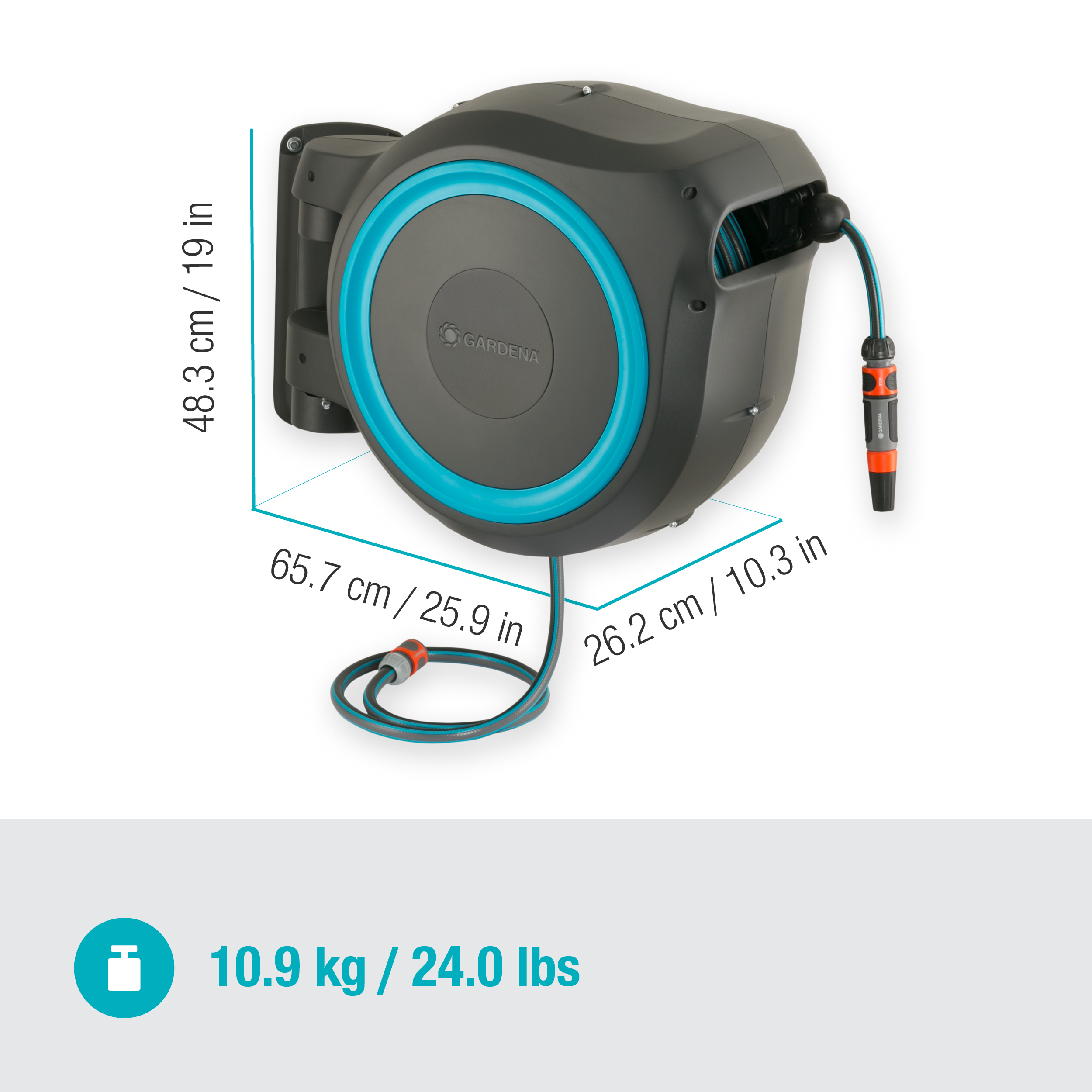 Seinale kinnitatav voolikupool RollUp M/L