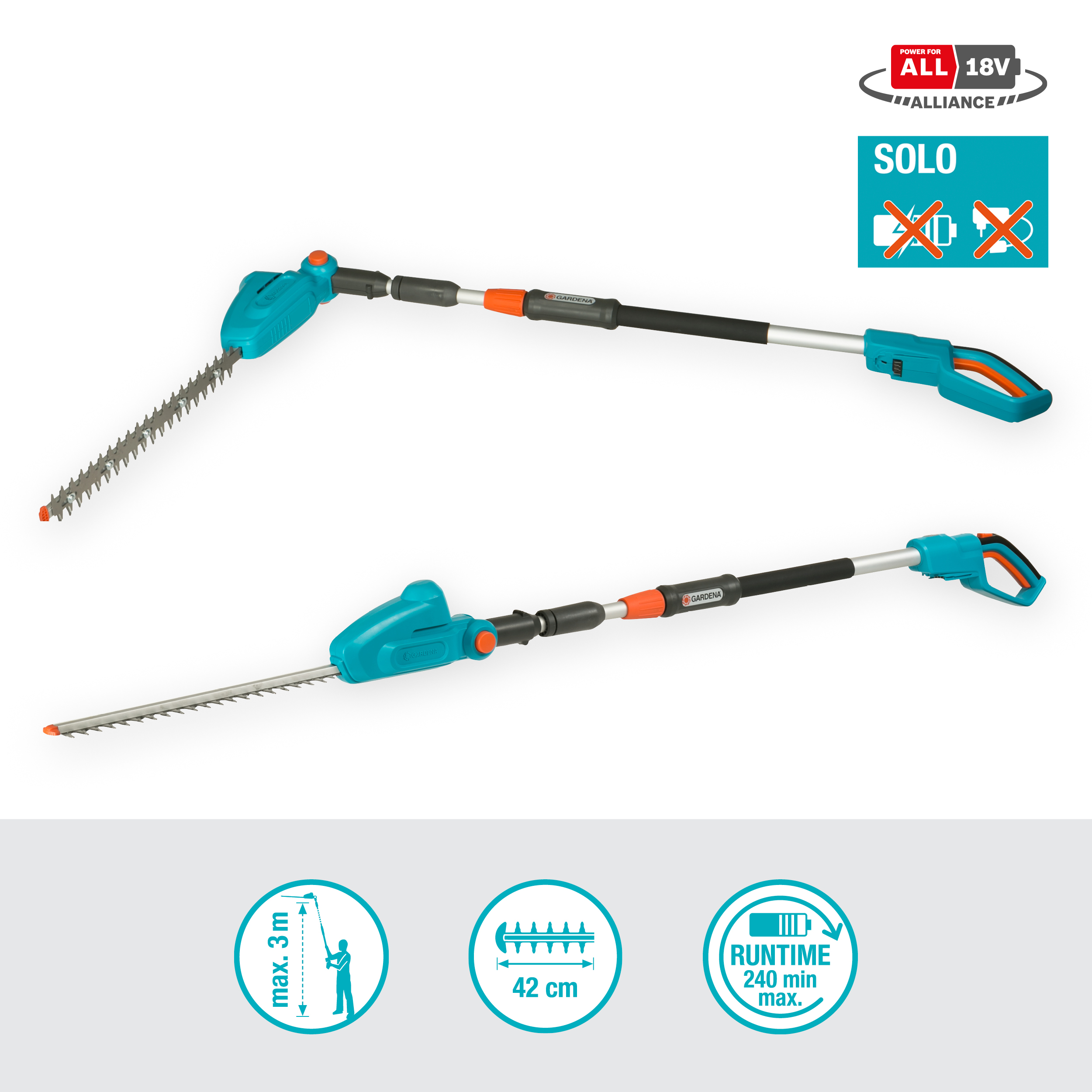 Taille -haies sur perche THS42/18V P4A sans batterie - GARDENA