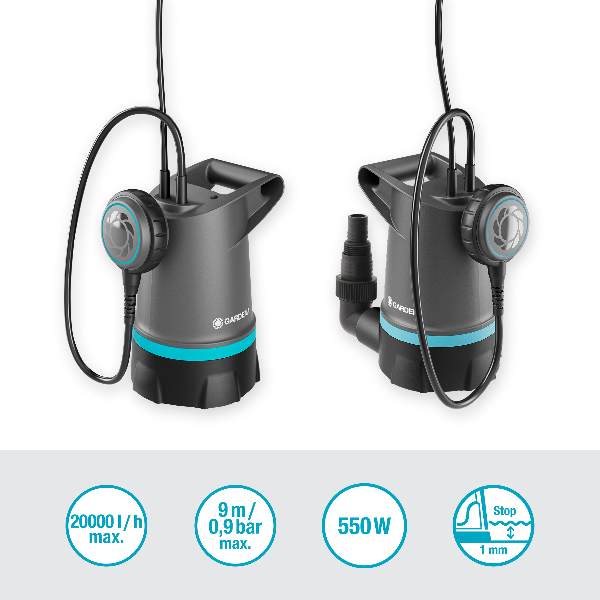 2v1 potopna črpalka za čisto vodo 20000 BASIC, 20.000 l/uro, s plovnim stikalom