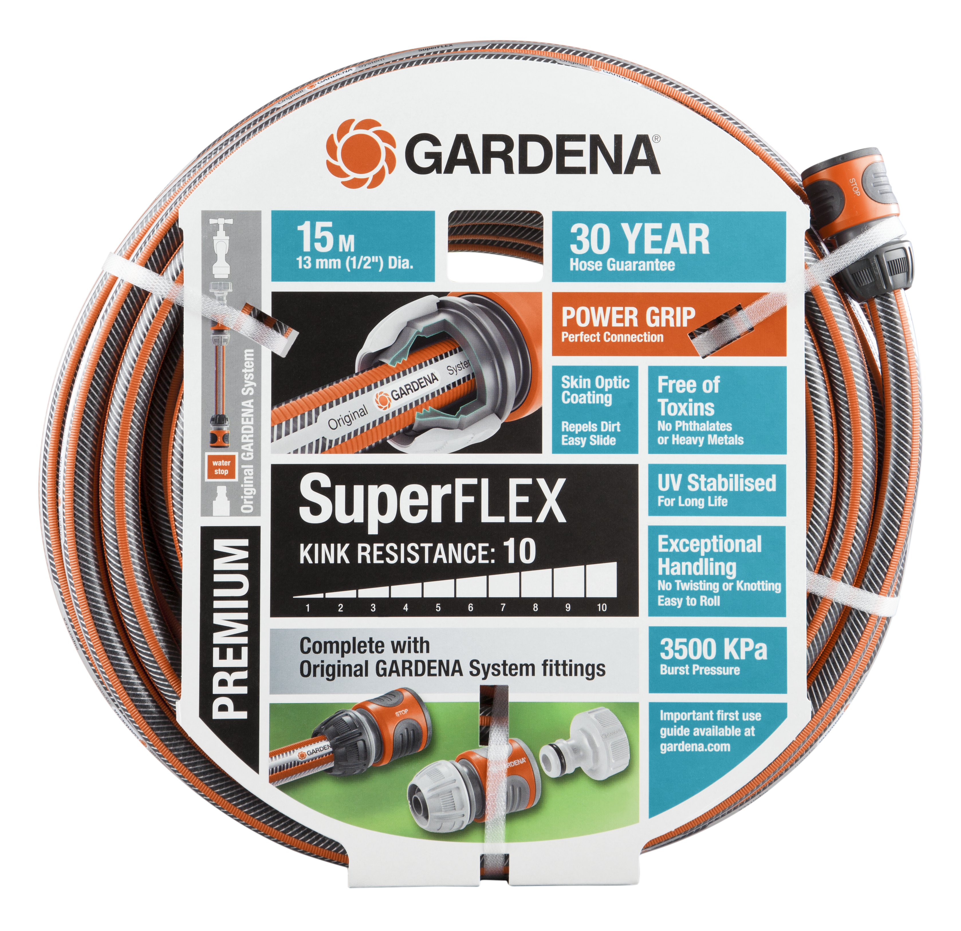Premium SuperFLEX Hose 13 mm (1/2&quot;), 15 m Set
