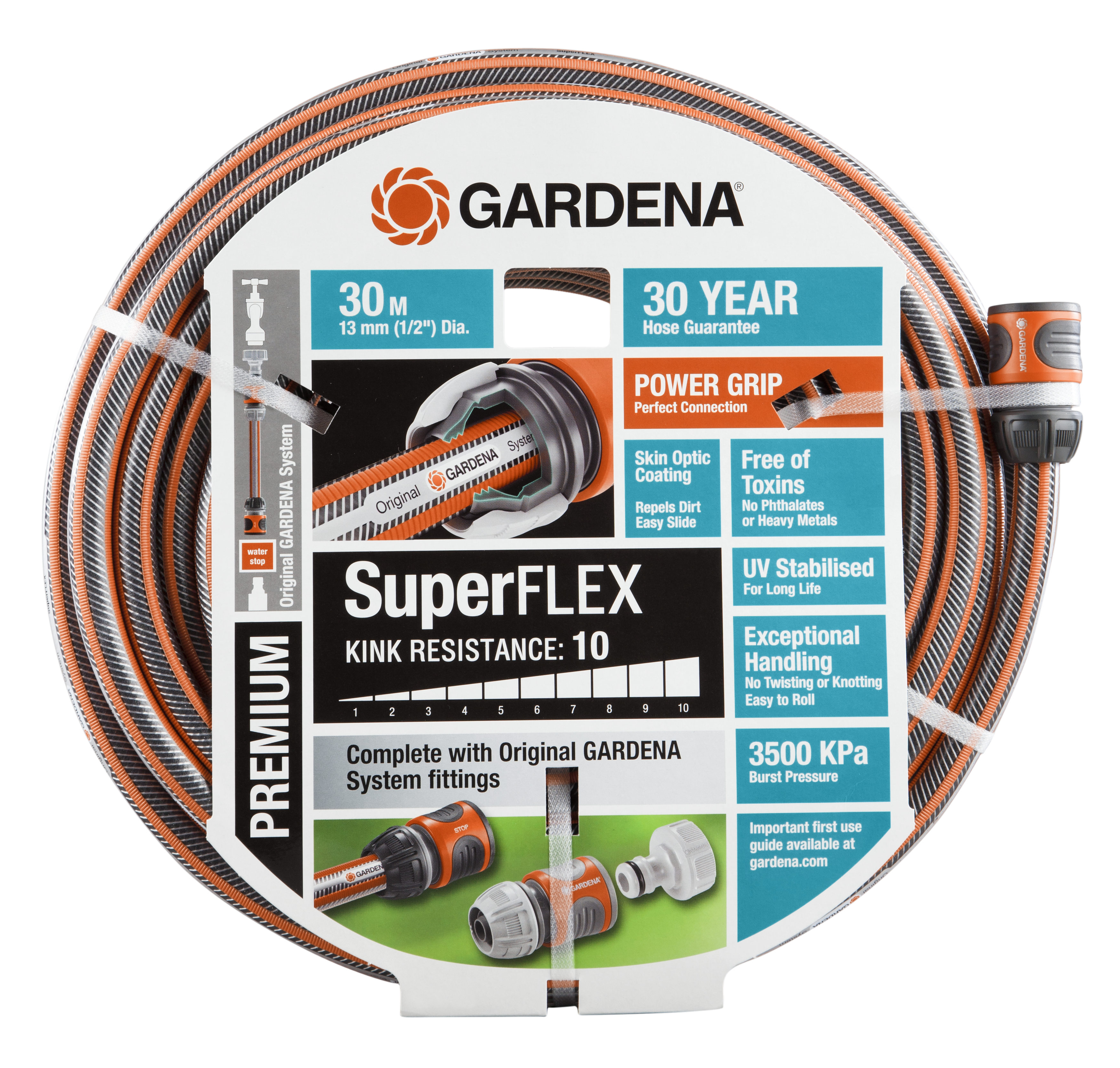 Premium SuperFLEX Hose 13 mm (1/2&quot;), 30 m Set