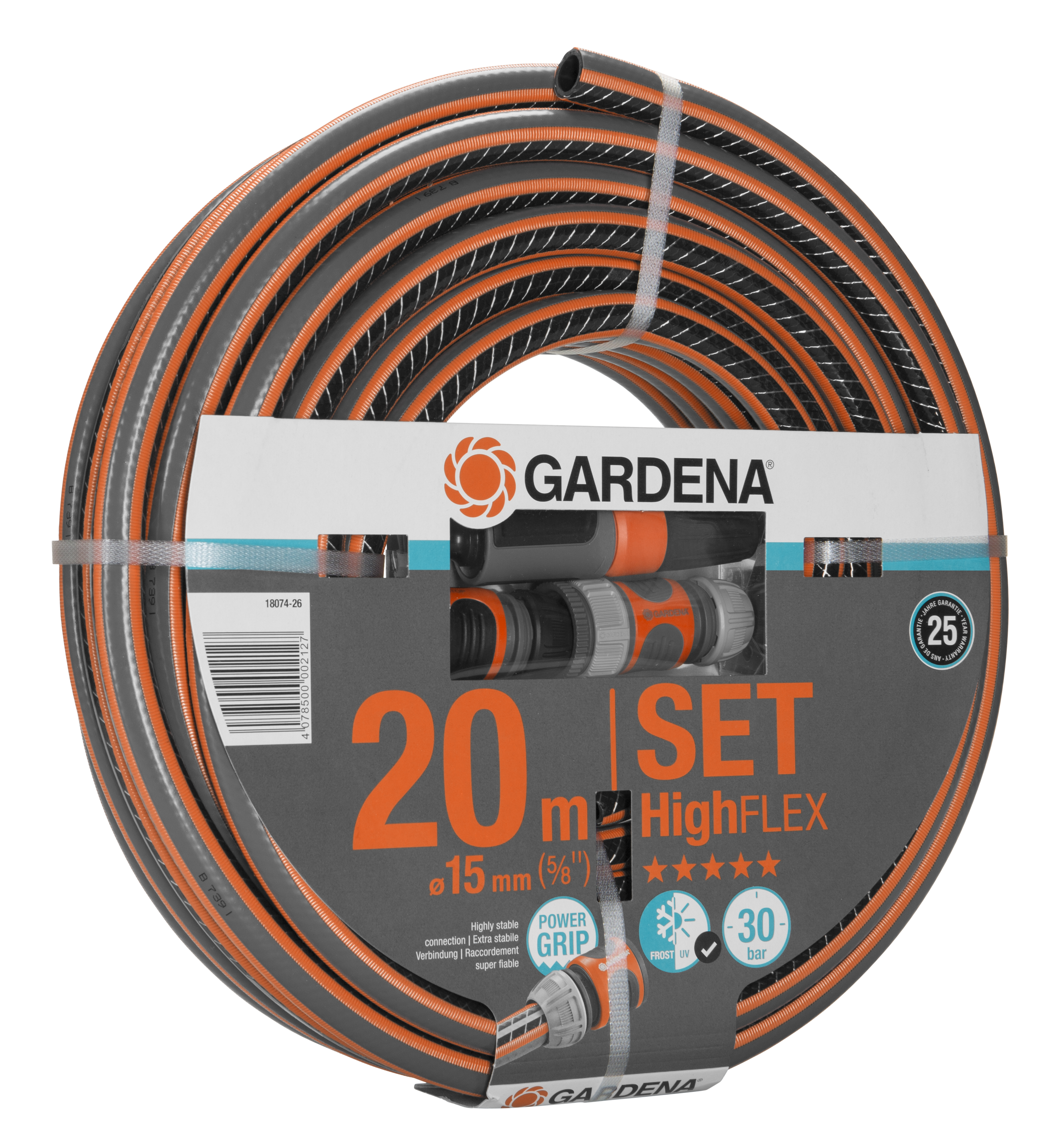 Tuyau d'arrosage Confort HighFLEX 15 mm + accesoires d'arrosage