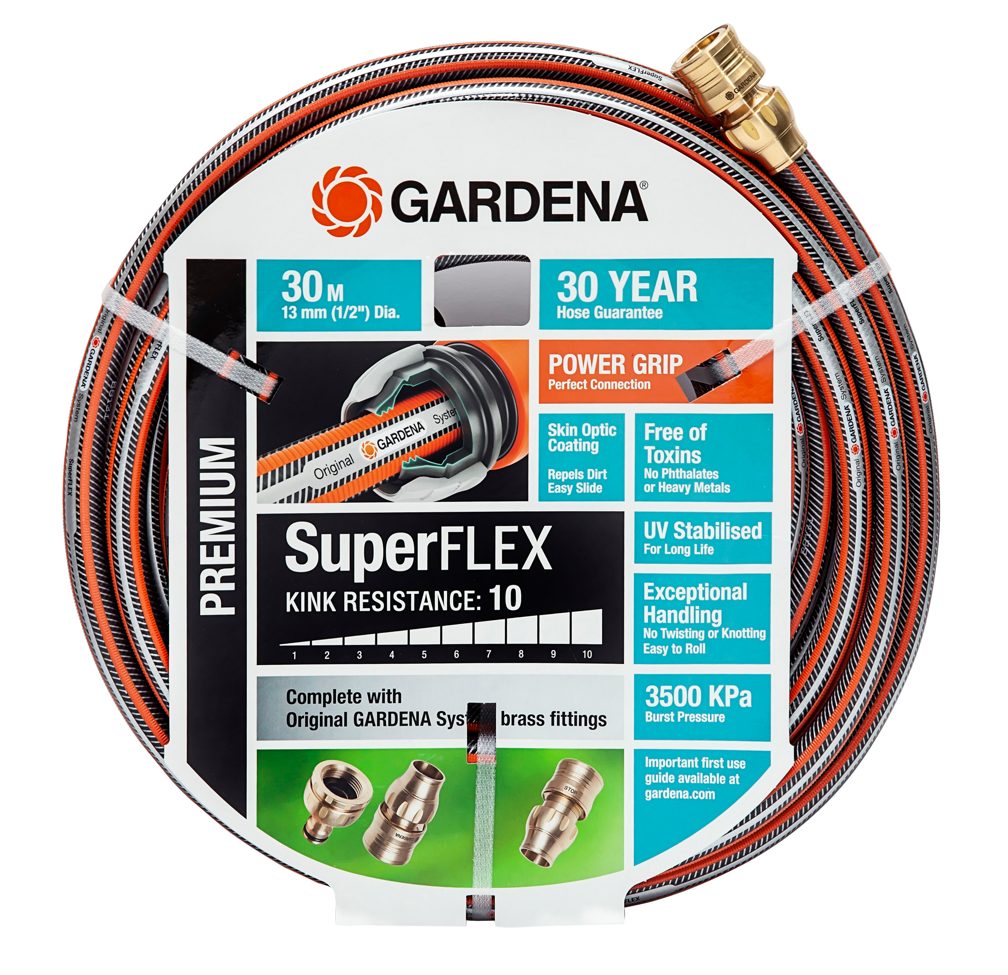 Premium SuperFLEX Hose 13 mm (1/2") 30 m Brass Set