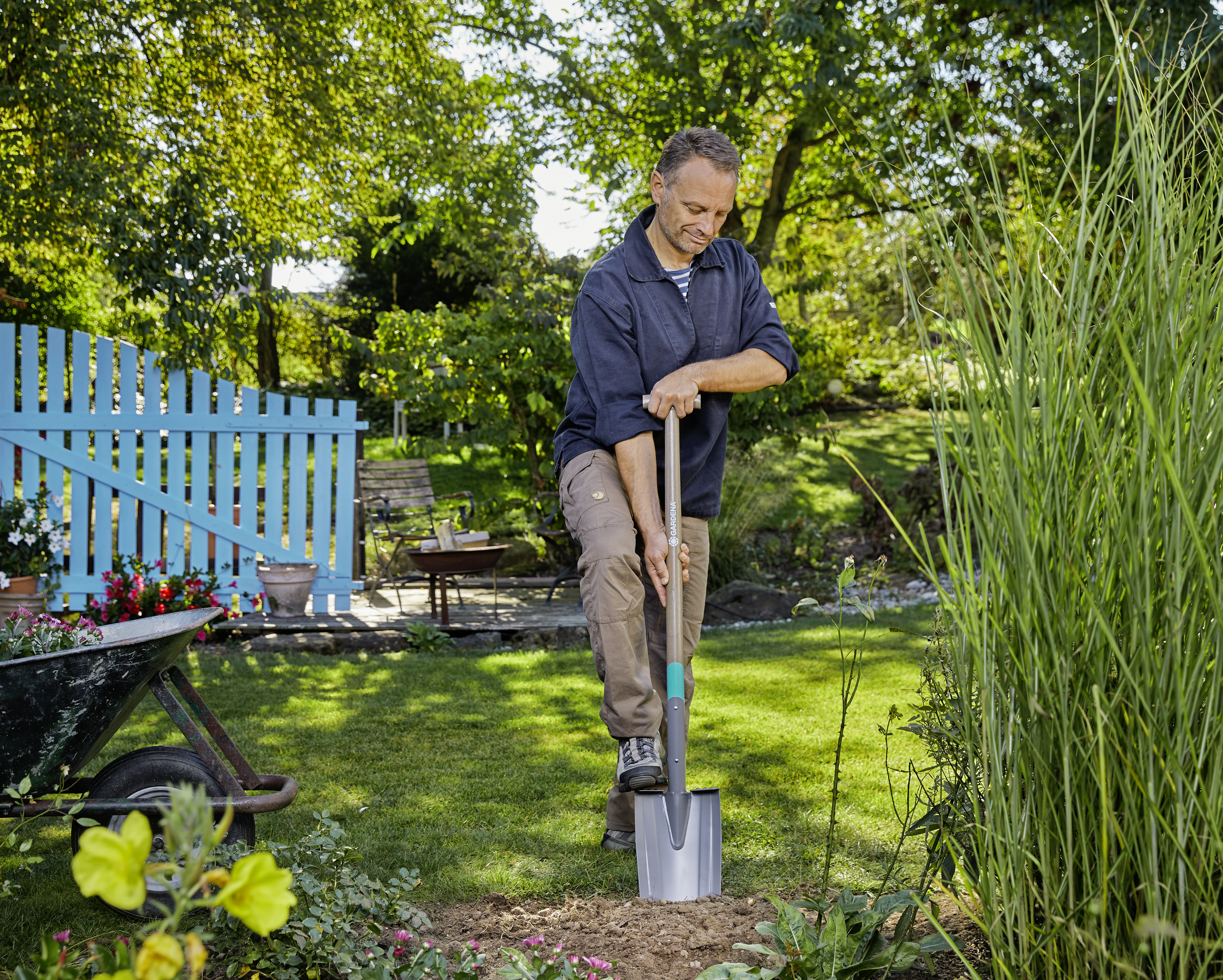 NatureLine spade T-greep, spade, ergonomisch, houten steel, grote voetsteunen