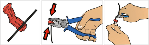 So befestigen Sie Kabelverbinder mit einer Zange am Begrenzungskabel