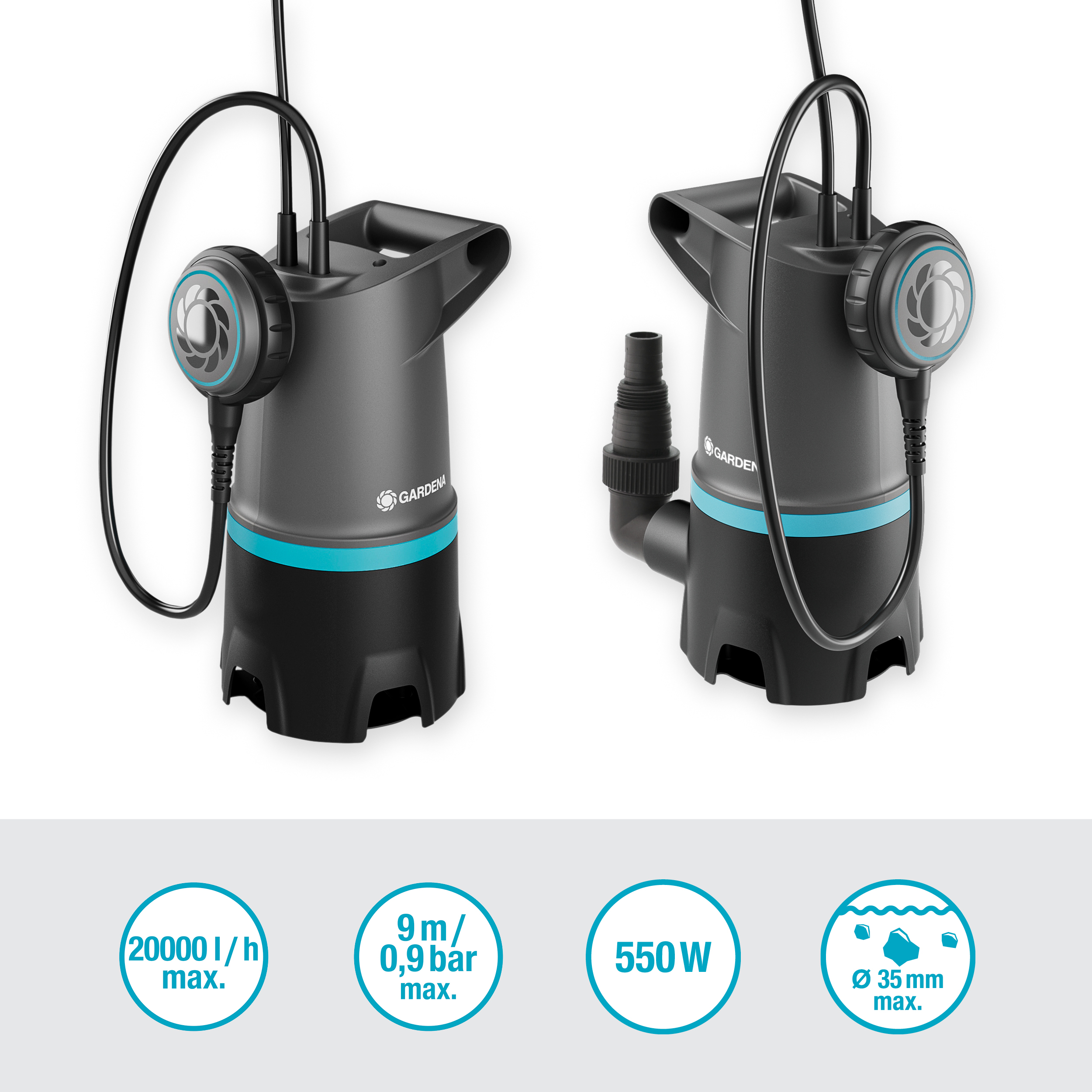 2in1 BASIC mer&uuml;lőszivatty&uacute; szennyezett v&iacute;zhez 20000, 20.000 l/h, &uacute;sz&oacute;kapcsol&oacute;val