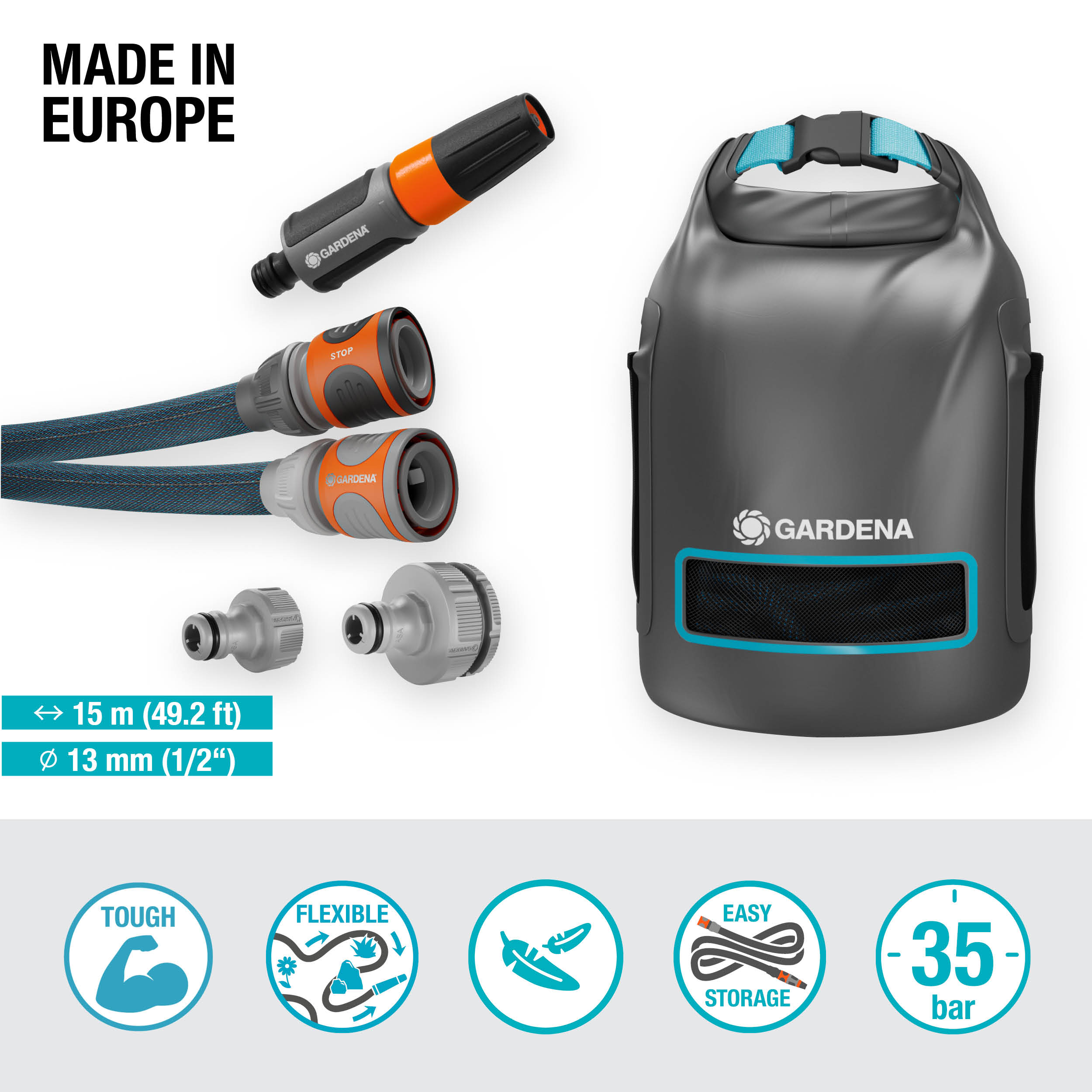 Tekstilno crijevo Liano&trade; Xtreme 15 m komplet s vrećom za pohranu