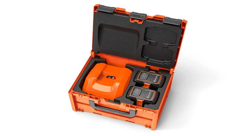 Husqvarna Akkulaatikko BC1-UN paketti sis. 2 kpl 40-B360X akkuja ja 1 kpl 40-C750X laturin - Husqvarna akut ja laturit - 970905001 - 1
