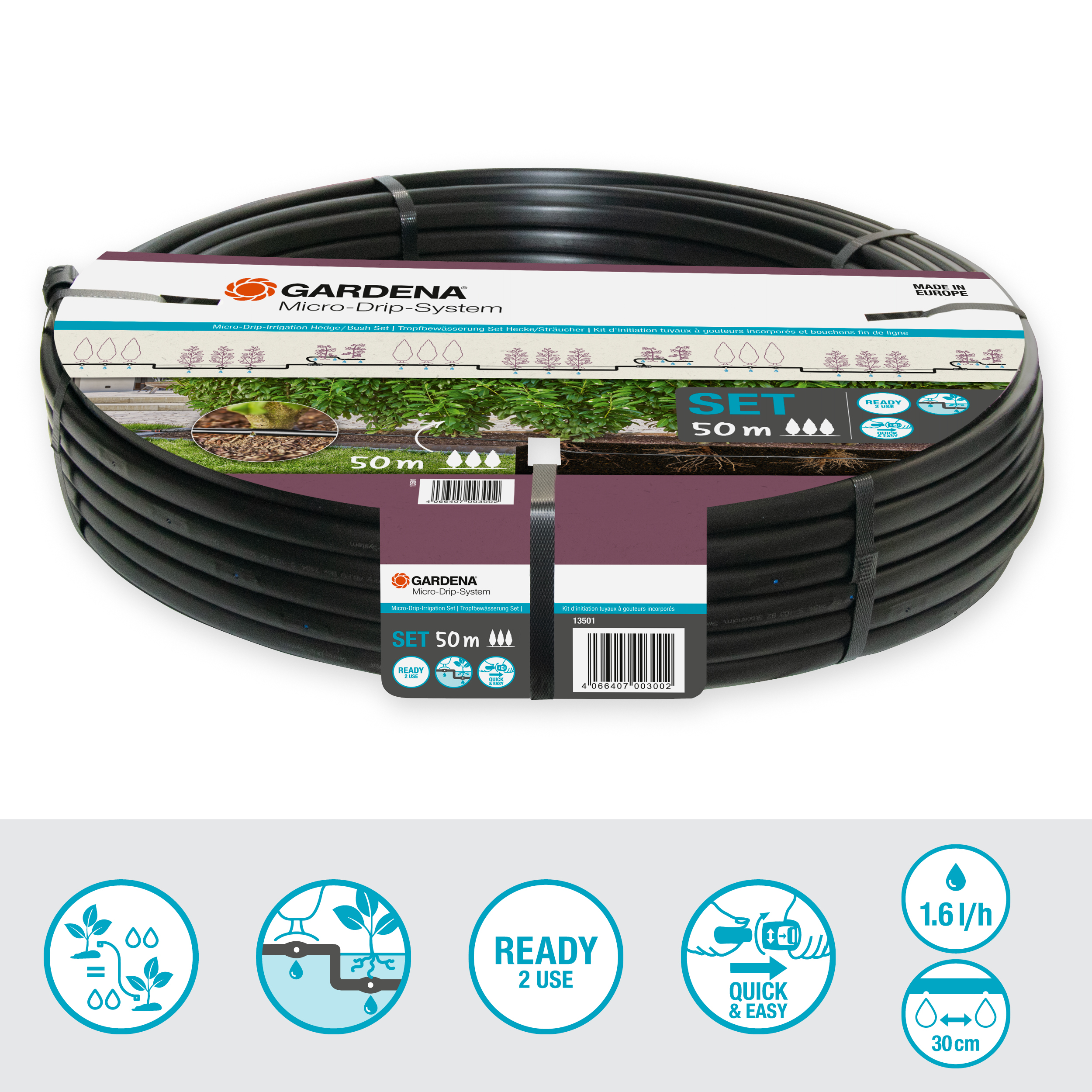 Комплект для живої огорожі/кущів з мікрокрапельним зрошенням (50 м)