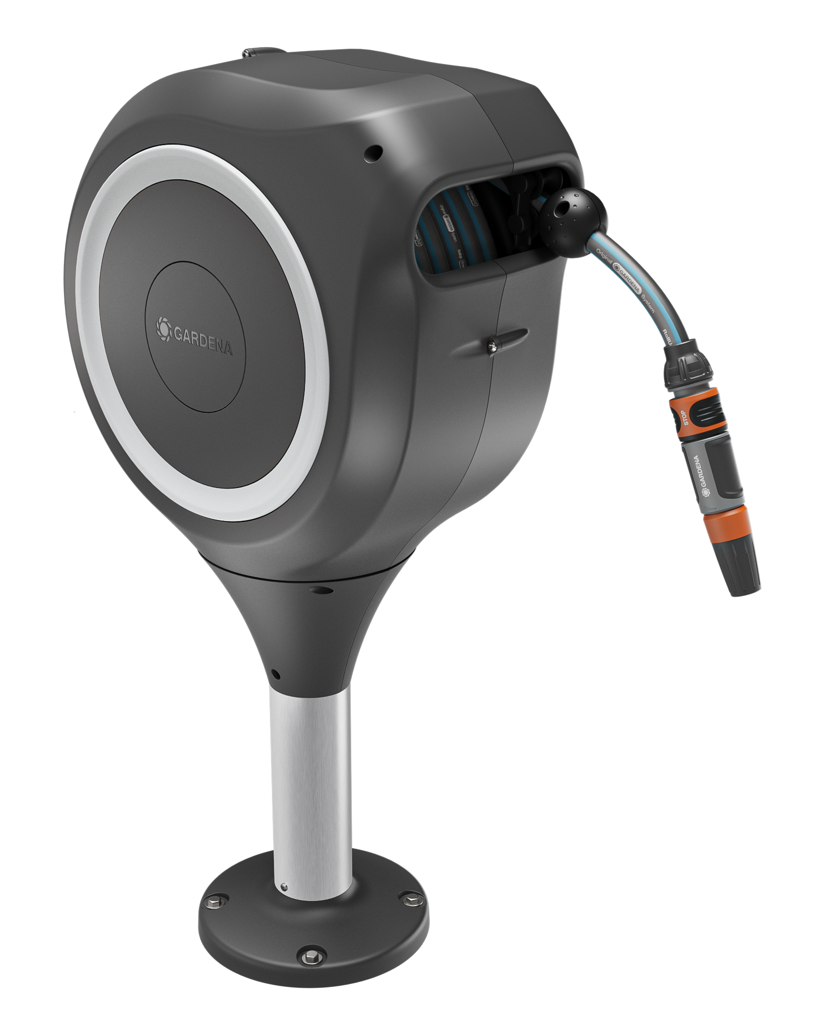 Terrassen-Schlauchbox RollUp M, 20 m Schlauch, wei&szlig;, automatisches Aufrollen