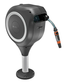 Dévidoir automatique pour terrasse RollUp S, tuyau de 15 m, blanc, enroulement automatique.