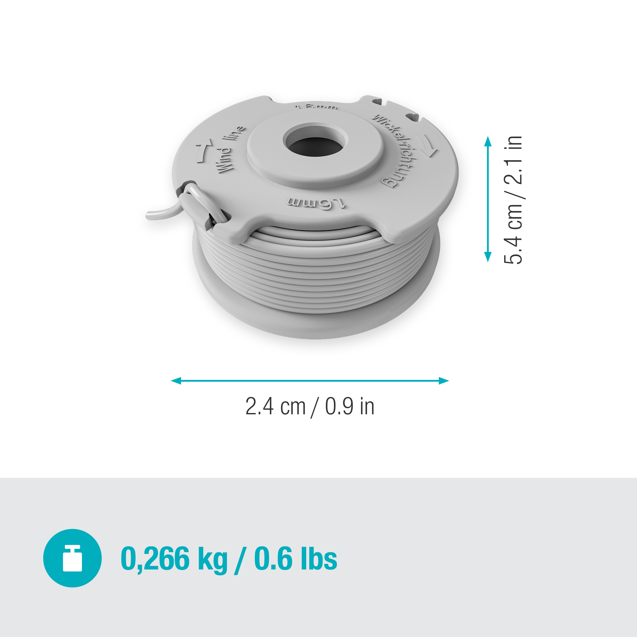 Atsarginė kasetė ir lynelis 1.6 mm