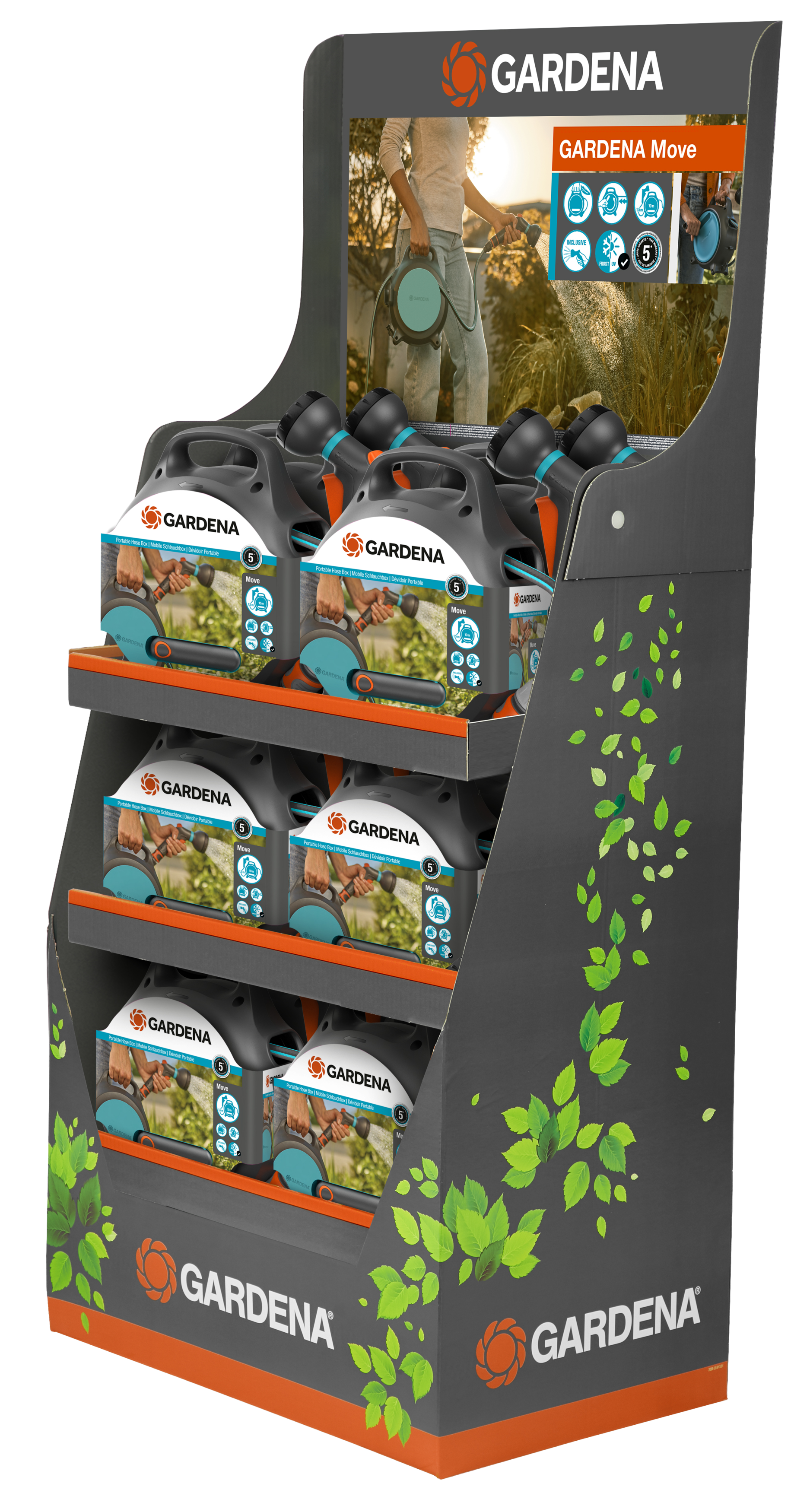 Ne&scaron;iojama žarnos ritė Move, stendas