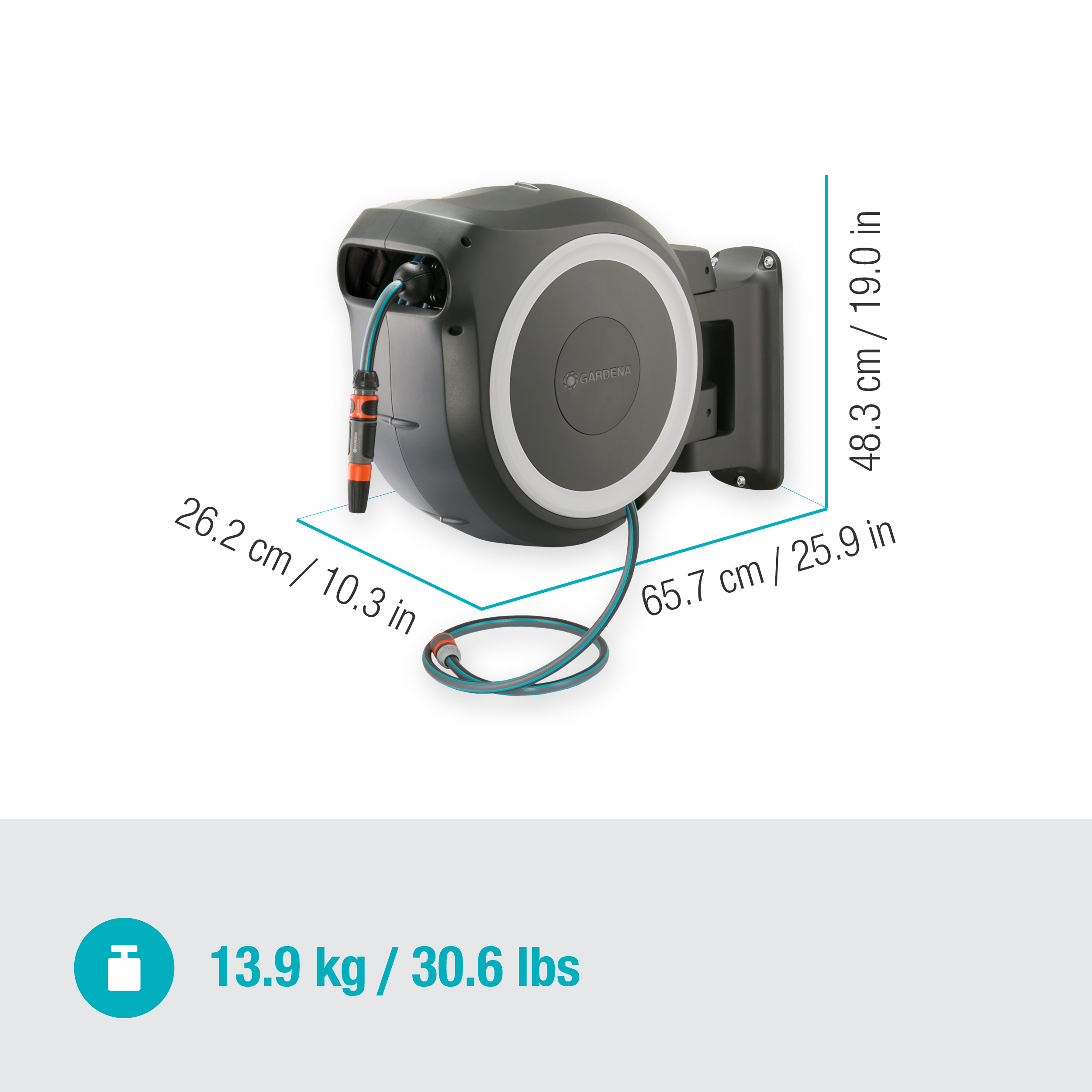 D&eacute;vidoir automatique mural RollUp XL 35 m - GARDENA (Blanc)