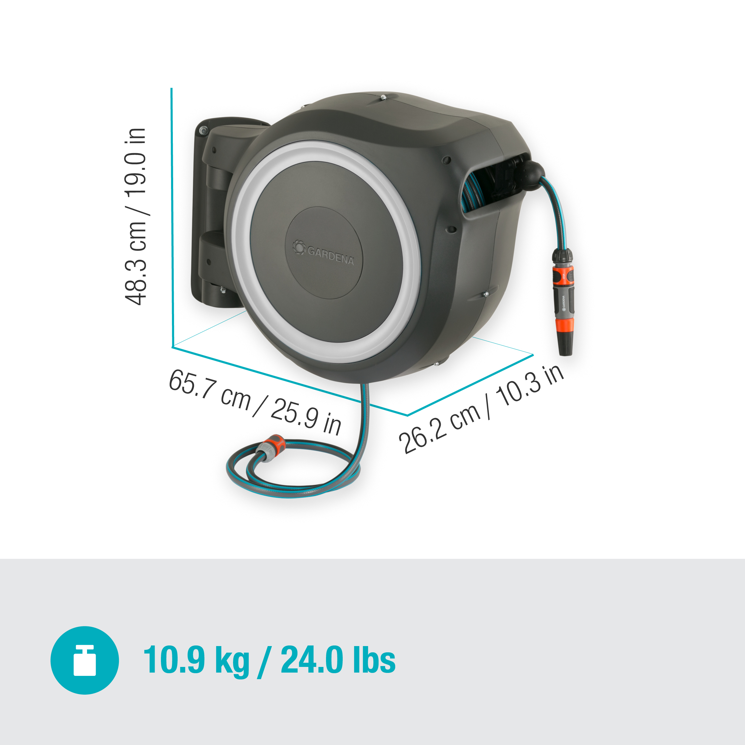 D&eacute;vidoir automatique mural RollUp M/L 25m - GARDENA (Blanc)