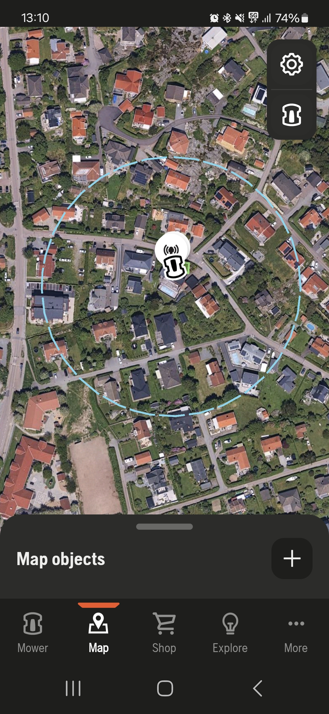 Радіус дії геозони GeoFence у програмі Automower® Connect