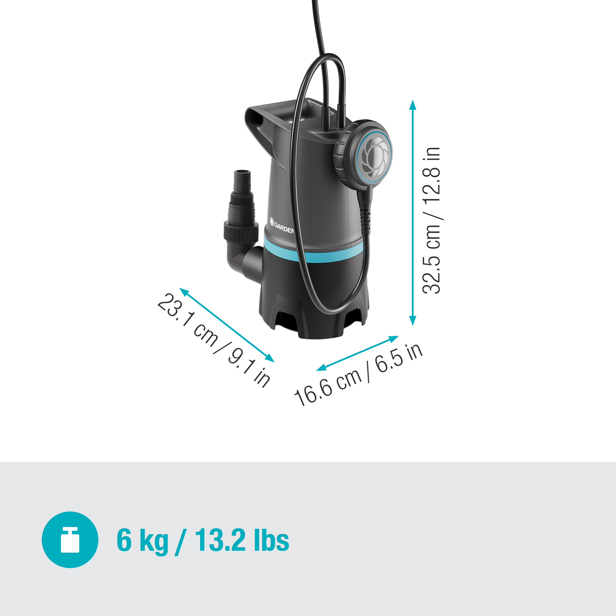 2in1 BASIC mer&uuml;lőszivatty&uacute; szennyezett v&iacute;zhez 20000, 20.000 l/h, &uacute;sz&oacute;kapcsol&oacute;val