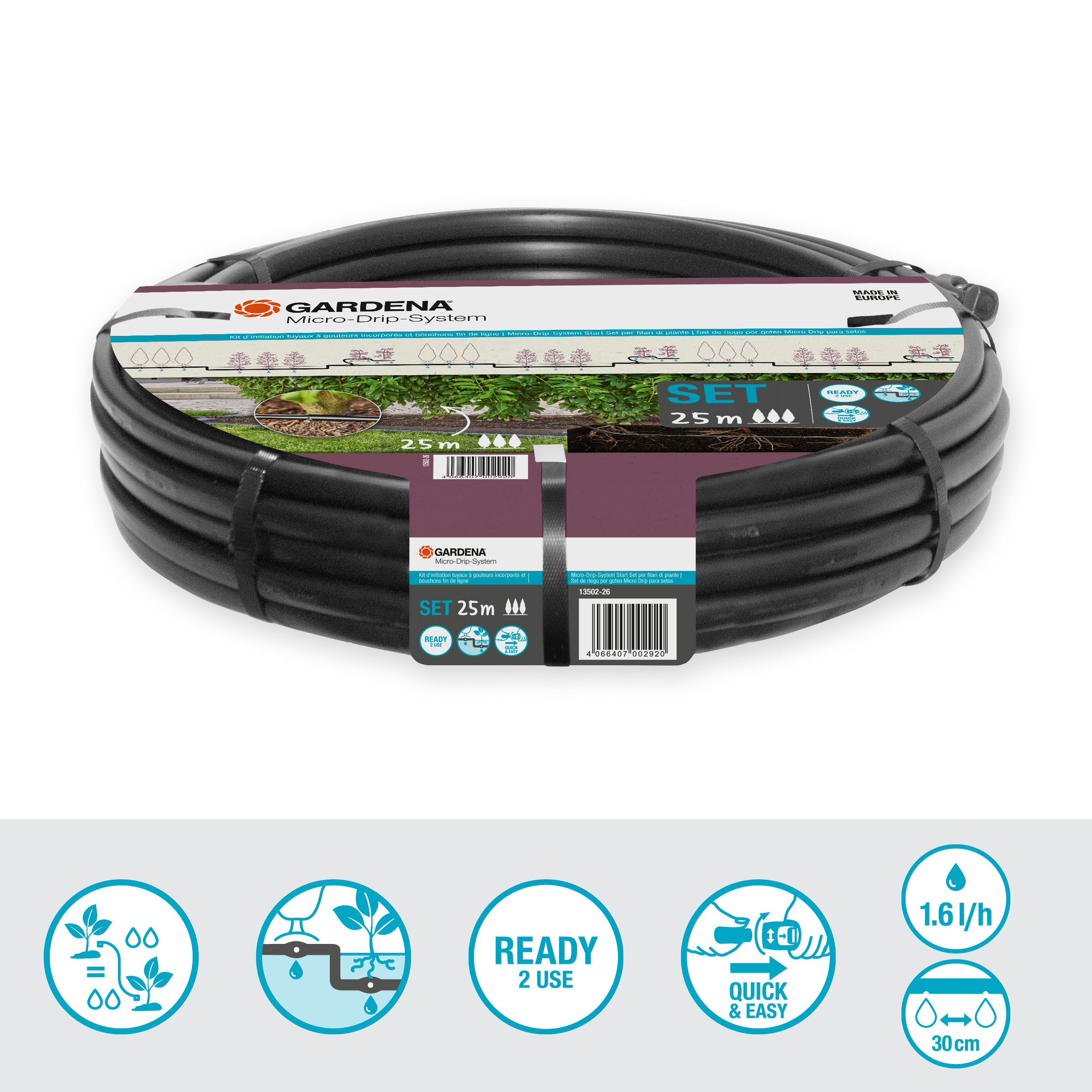 Micro-Drip-System Start Set per Filari di Piante (25 m)