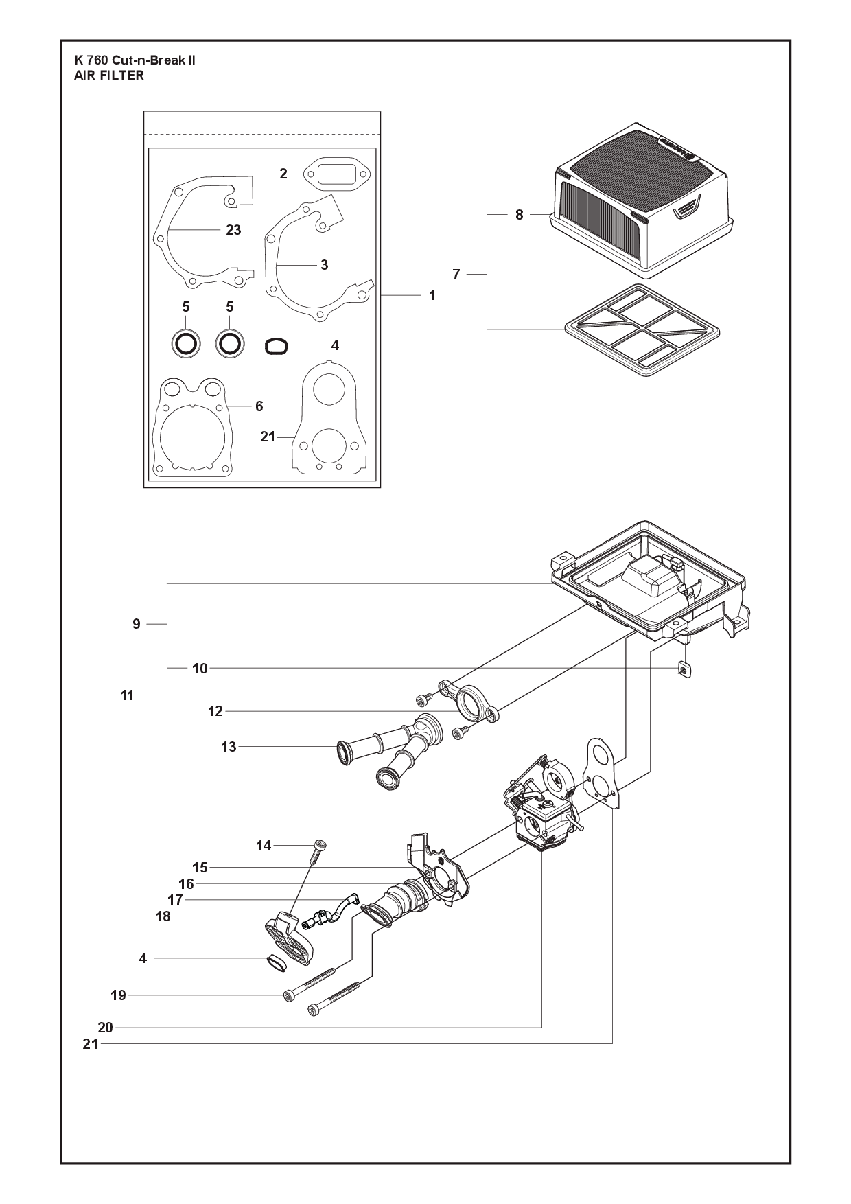 K 760 Cut-n-Break 9インチ のパーツ、取扱説明書、およびサポート
