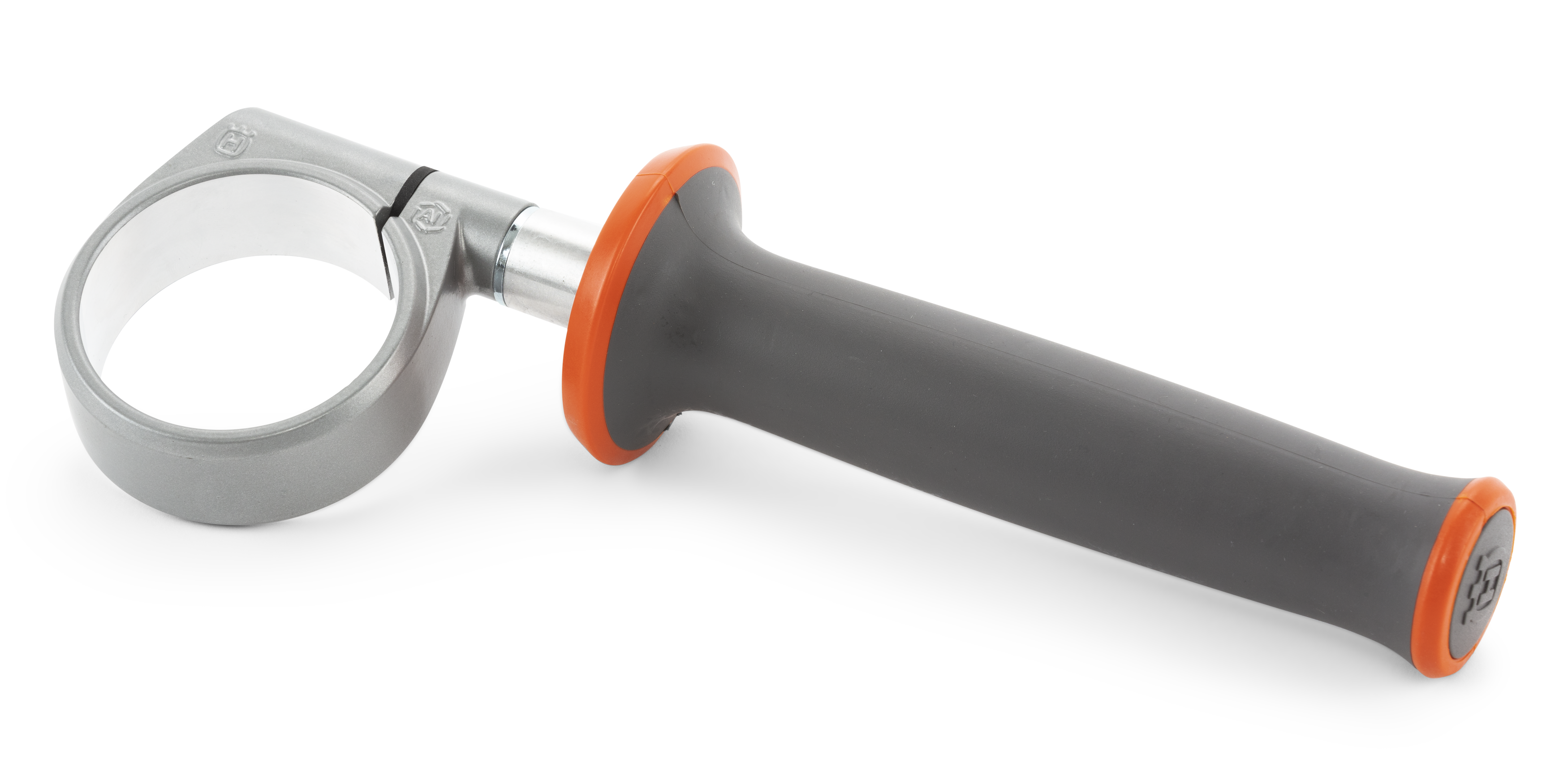 Side view of a tool handle with a circular attachment.
