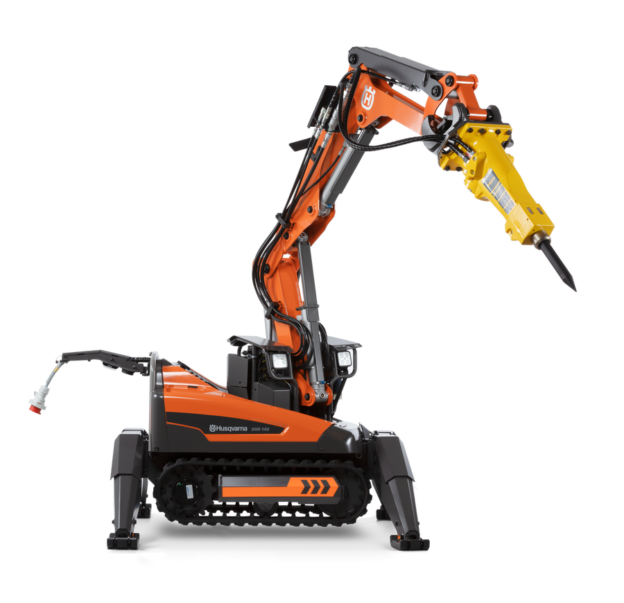 Husqvarna DXR 145 demolition robot with crusher