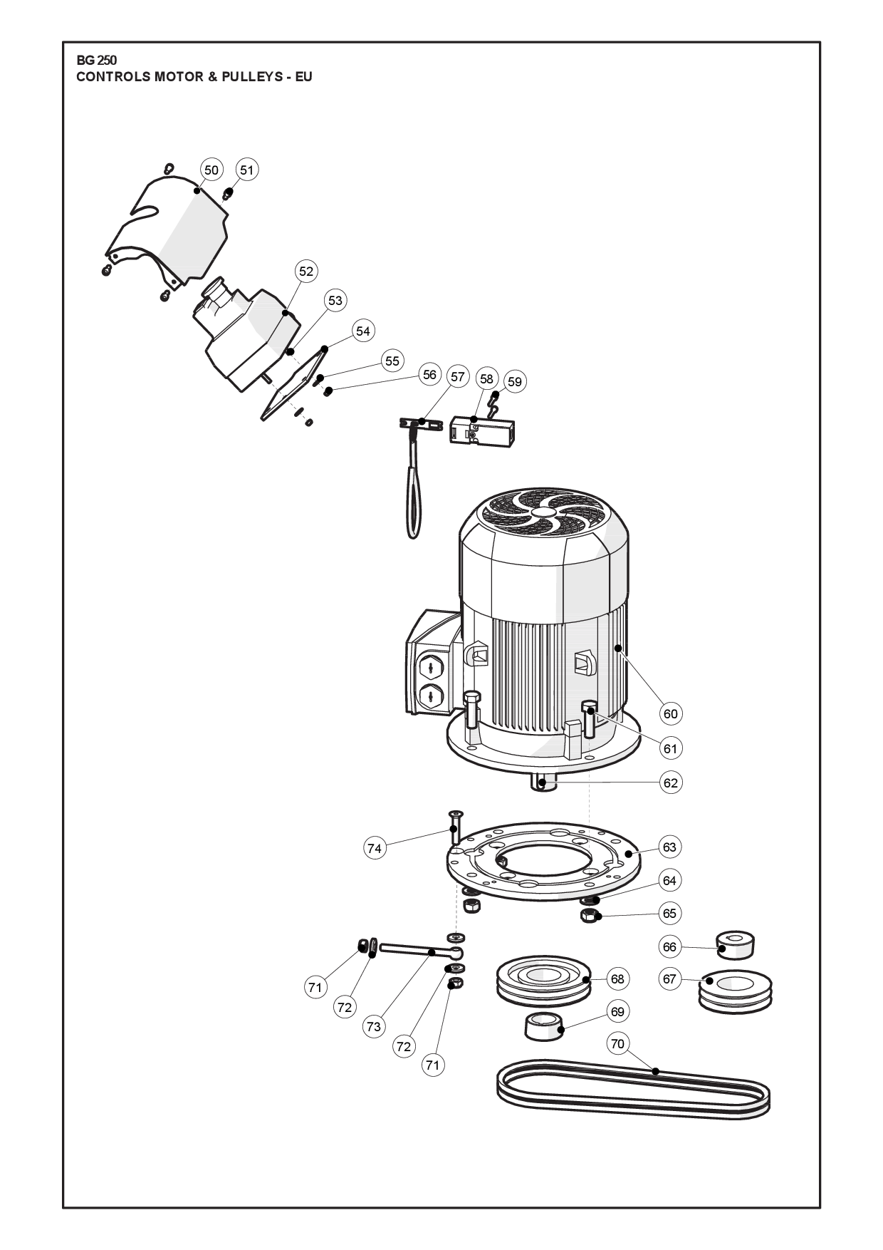 MOTOR, PULLEYS AND BELTS diagram