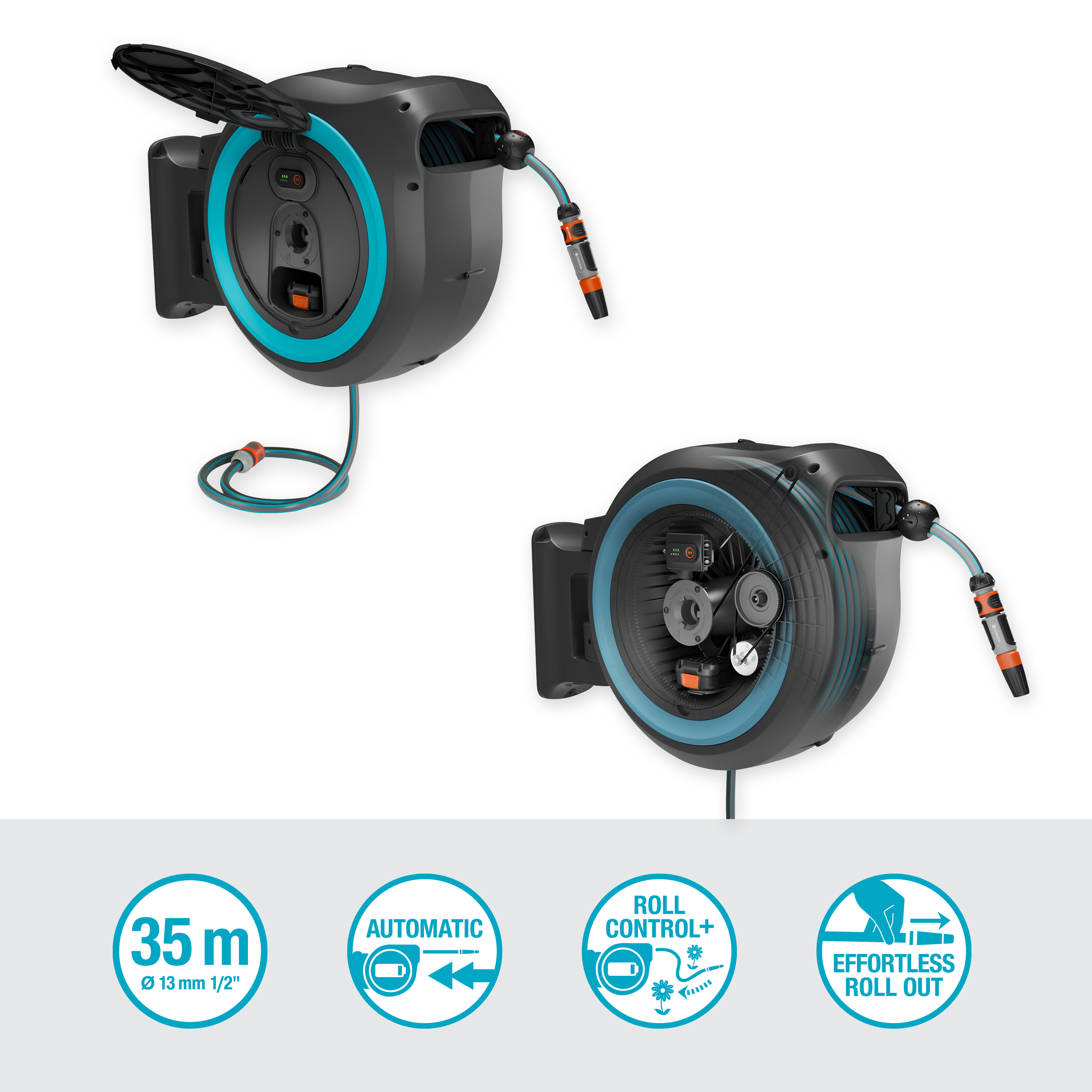 GARDENA PowerRoll XL Fali t&ouml;mlődoboz P4A akkumul&aacute;tor n&eacute;lk&uuml;l