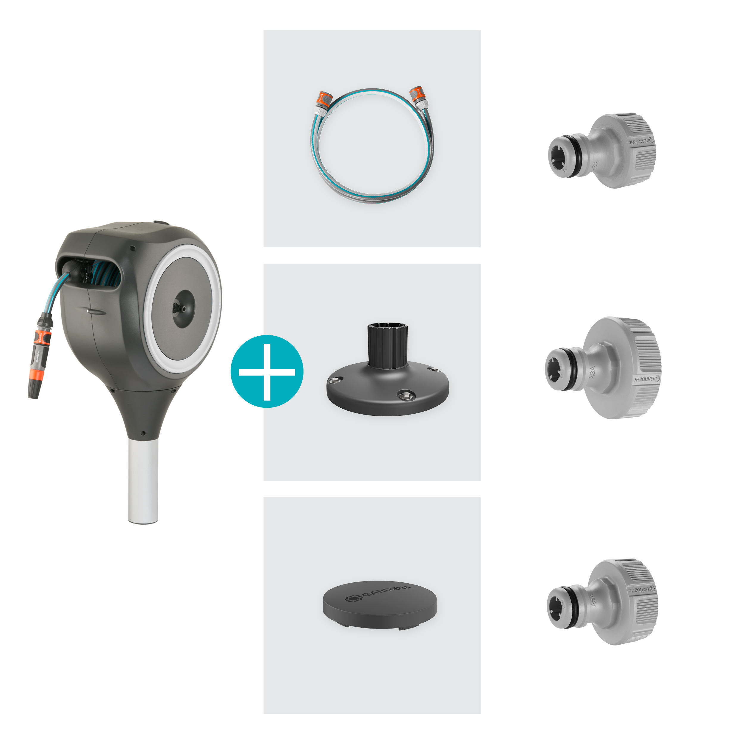 D&eacute;vidoir automatique pour terrasse RollUp S, blanc, tuyau de 15 m