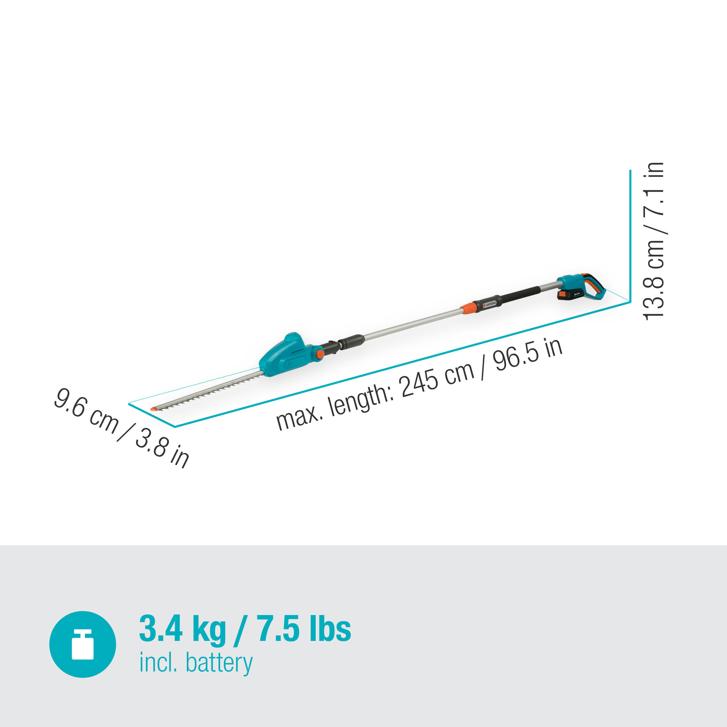 "Акумулаторен телескопичен тример за жив плет THS 42/18V P4A Комплект готов за употреба"