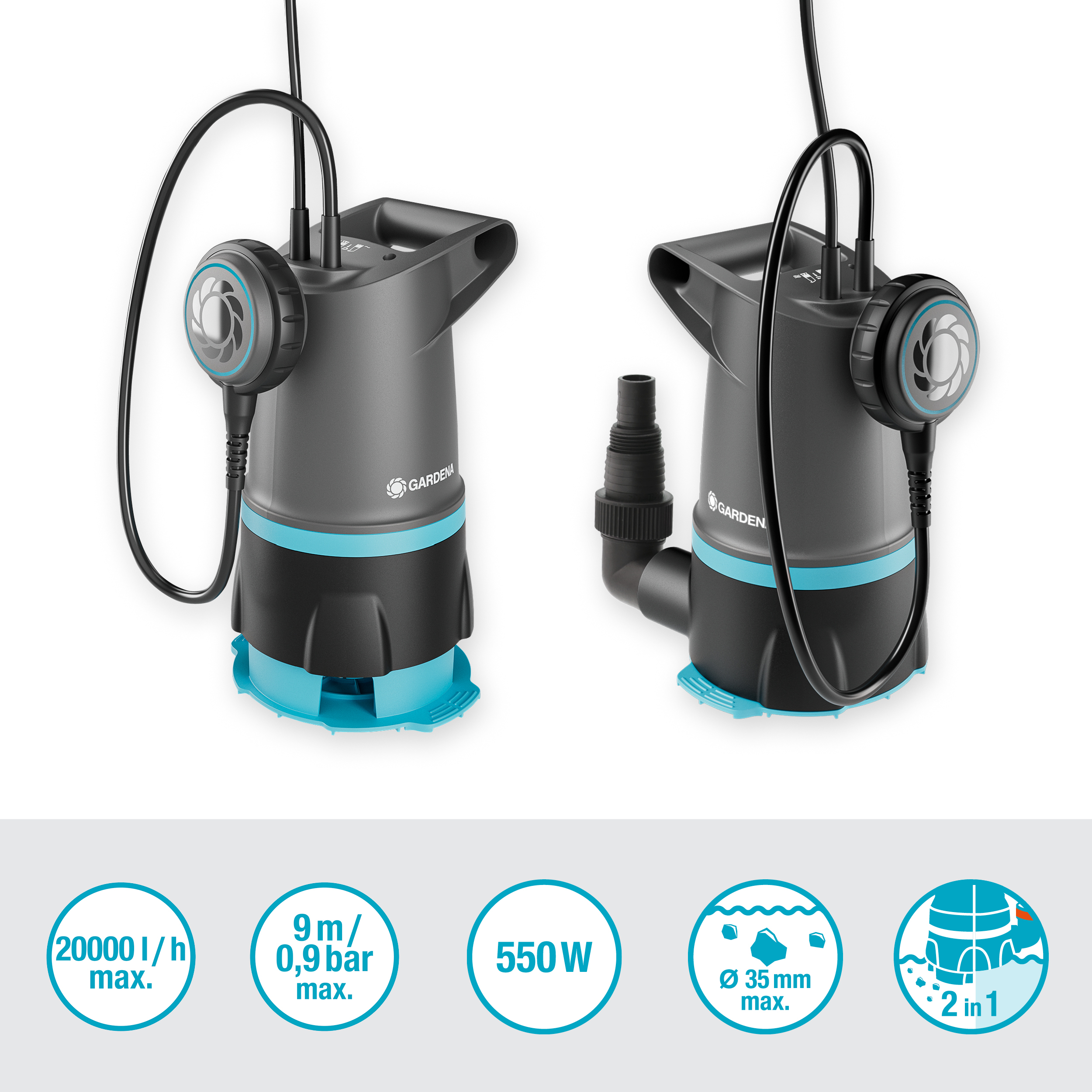 2in1 panardinamas &scaron;varaus/ne&scaron;varaus vandens siurblys 20000 BASIC, 20.000 l/h, su plūdiniu jungikliu