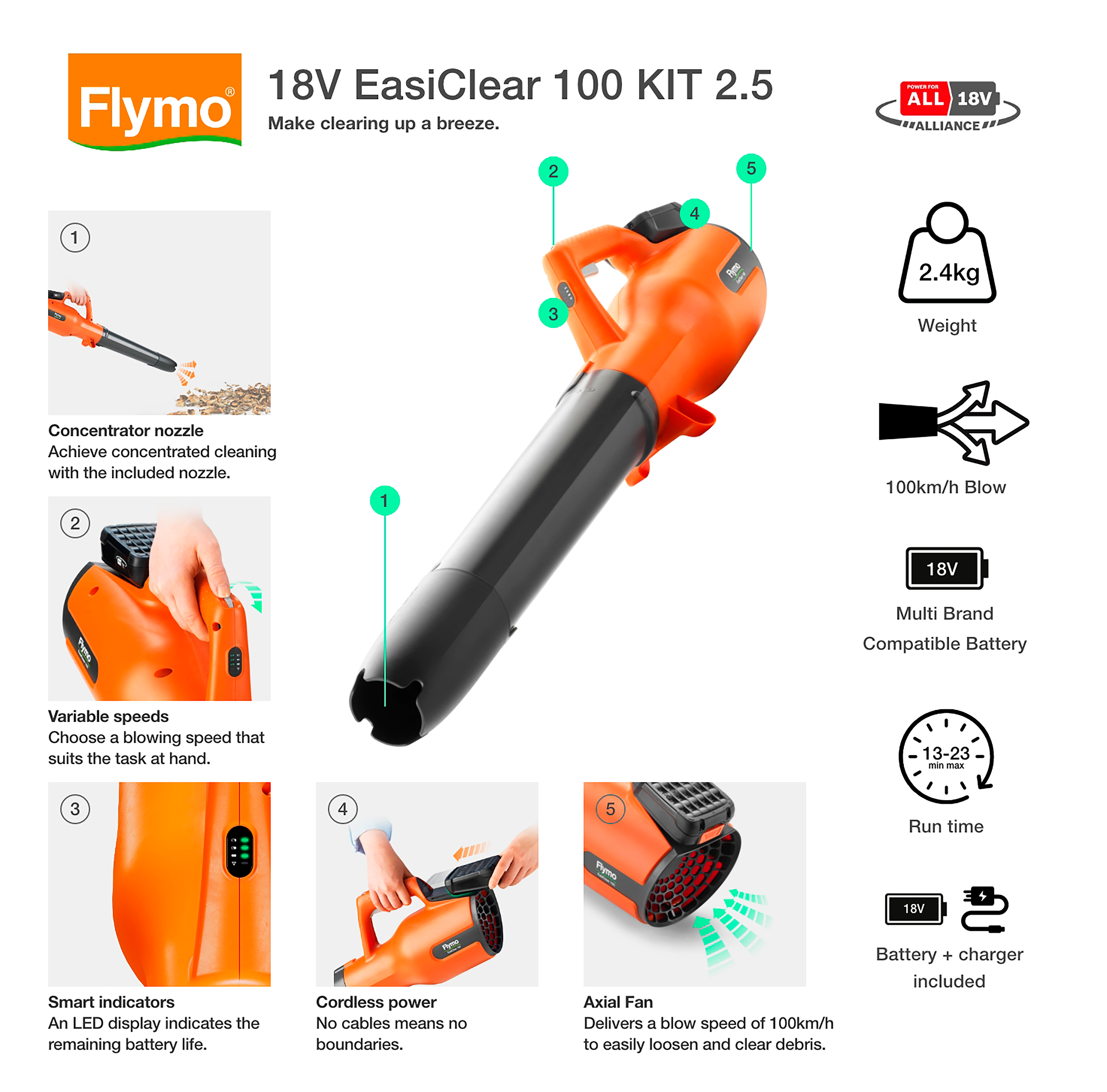 18V EasiClear 100 KIT 2.5