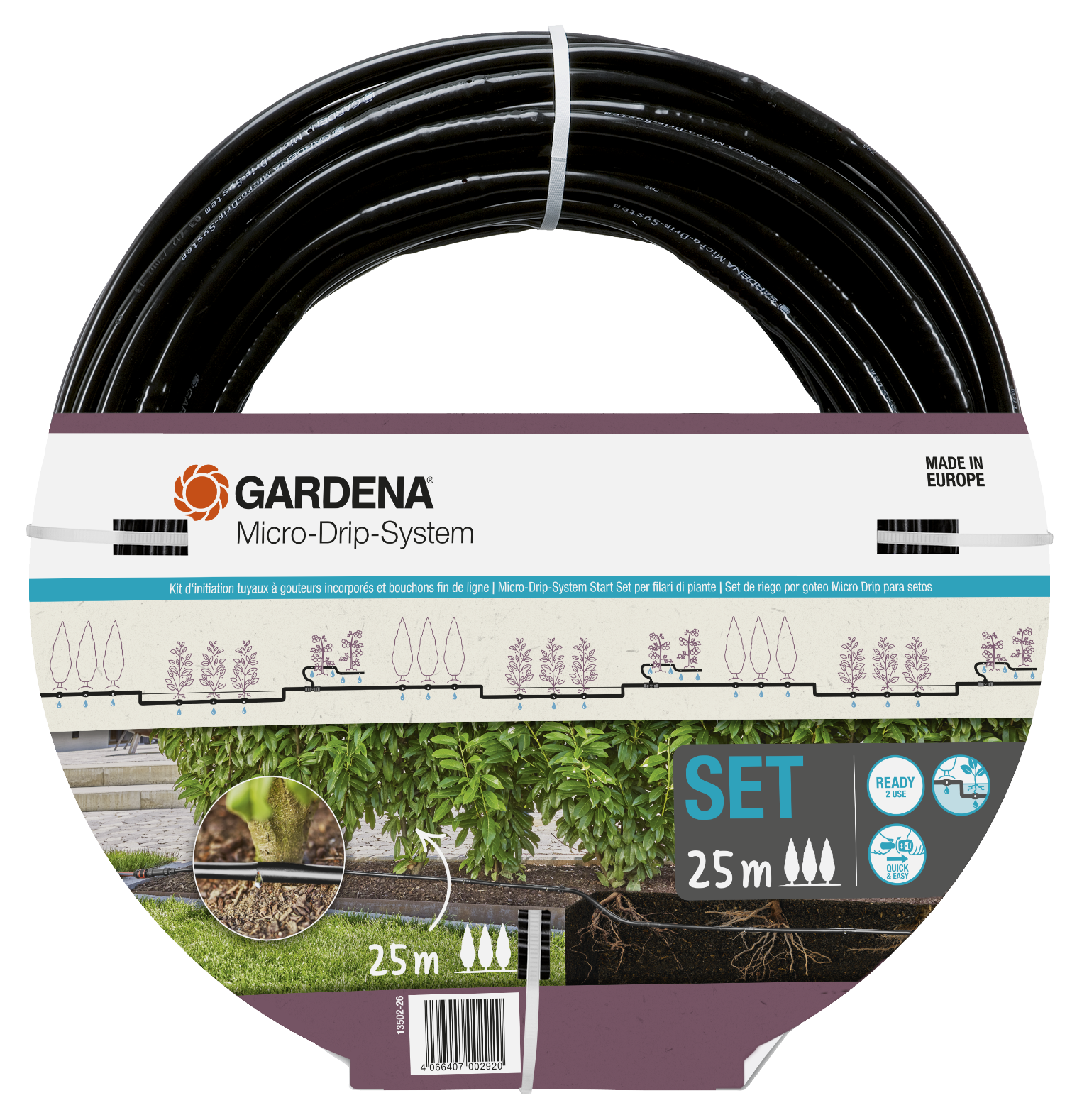 Micro-Drip-System Start Set per Filari di Piante (25 m)