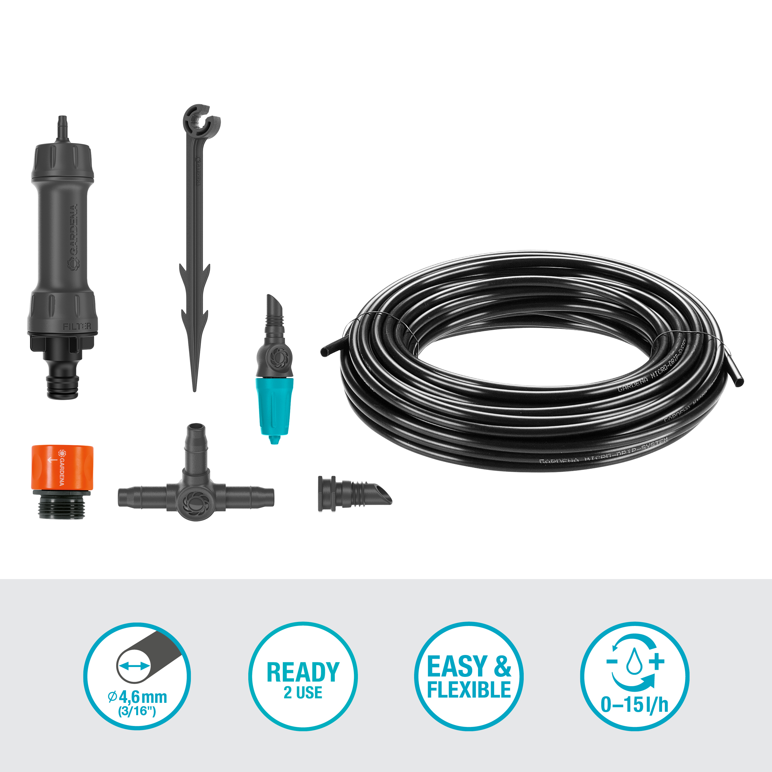 Kit d'initiation pour balcon avec goutteur r&eacute;glable (15 plantes)