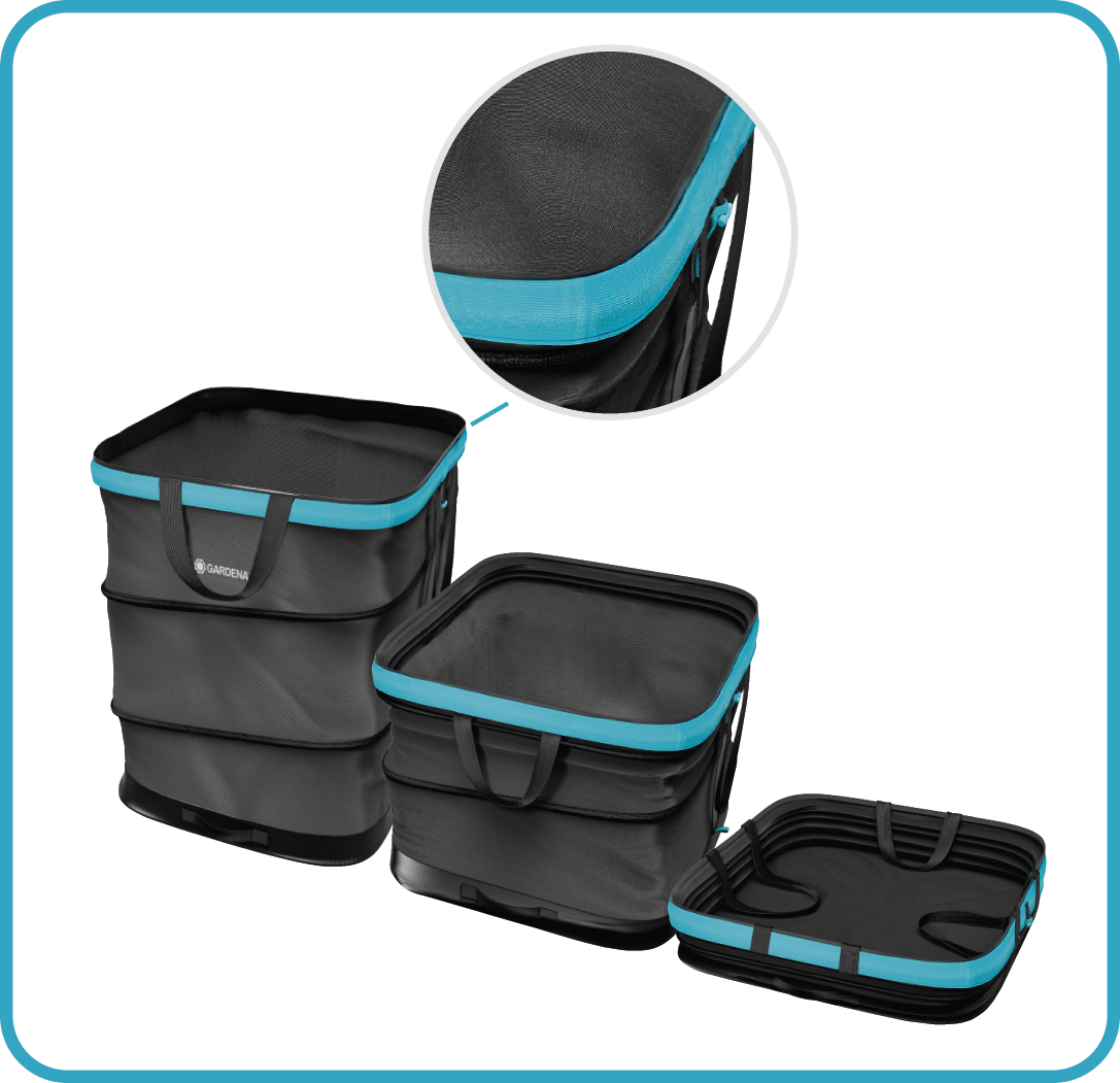 Foldable garden container for collection of waste up to 220 litres