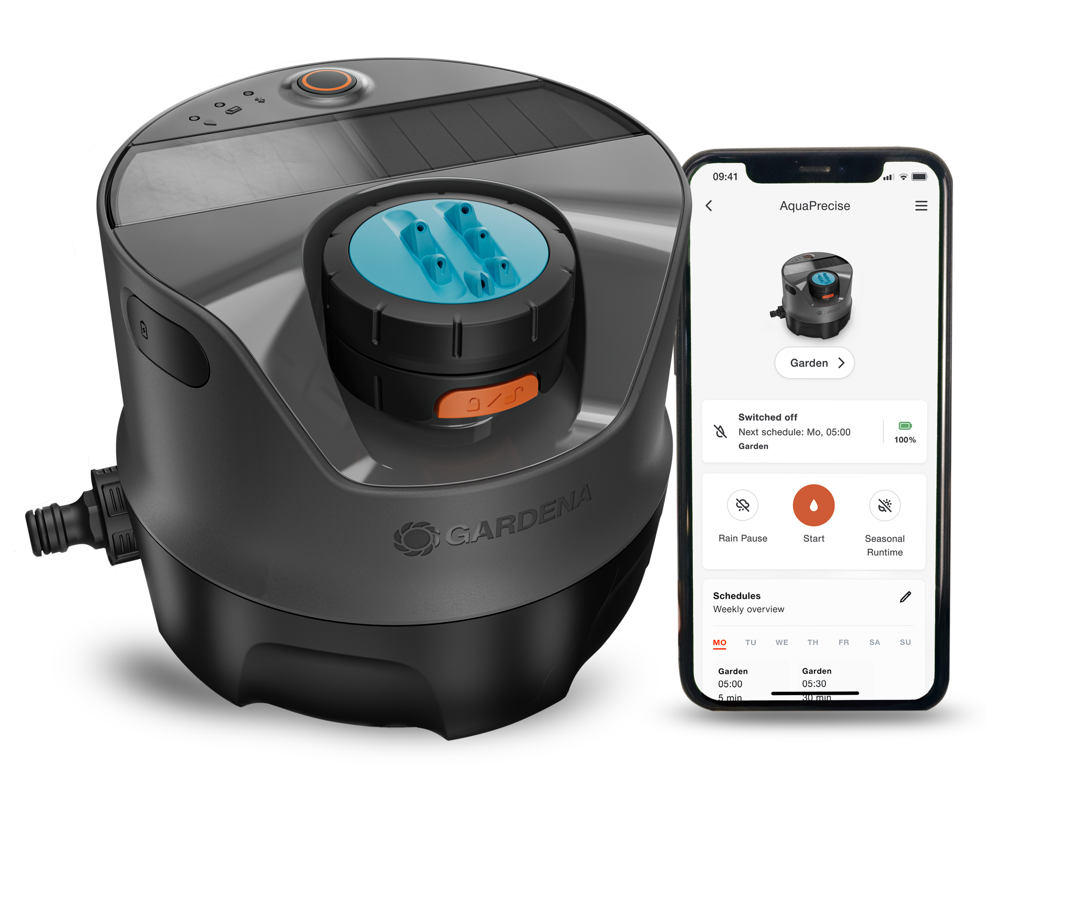 Sistema de rega AquaPrecise, alimentado por energia solar, para relvado
